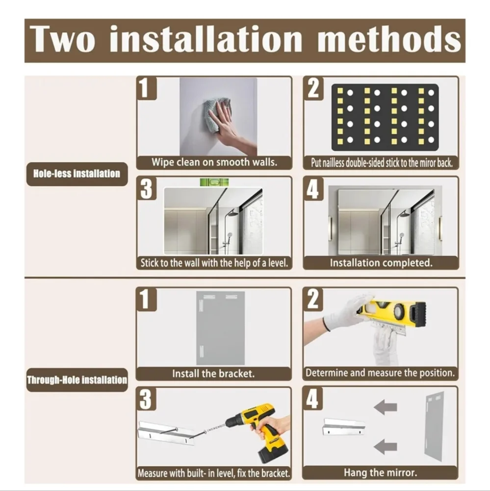 Bathroom-Mirror-for-Wall,12x16in Small Frameless Wall Mounted Mirrors, - Picture 6 of 6